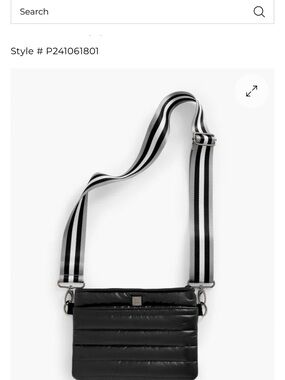 THINK ROYLN Black Quilted Crossbody with Striped Adjustable Strap